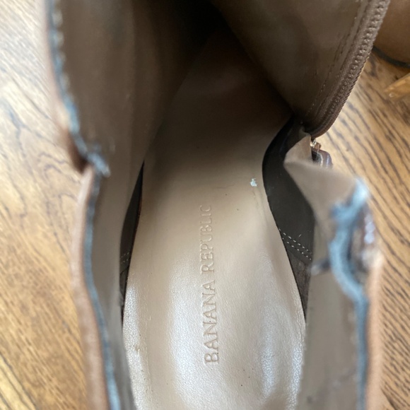 Banana Republic Leather Brown Booties Size 7 Zip Up - Picture 11 of 14
